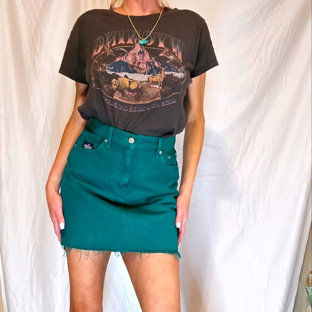 Lucky Brand Women's Denim Jean Mini Skirt in Size 6/28 in Green